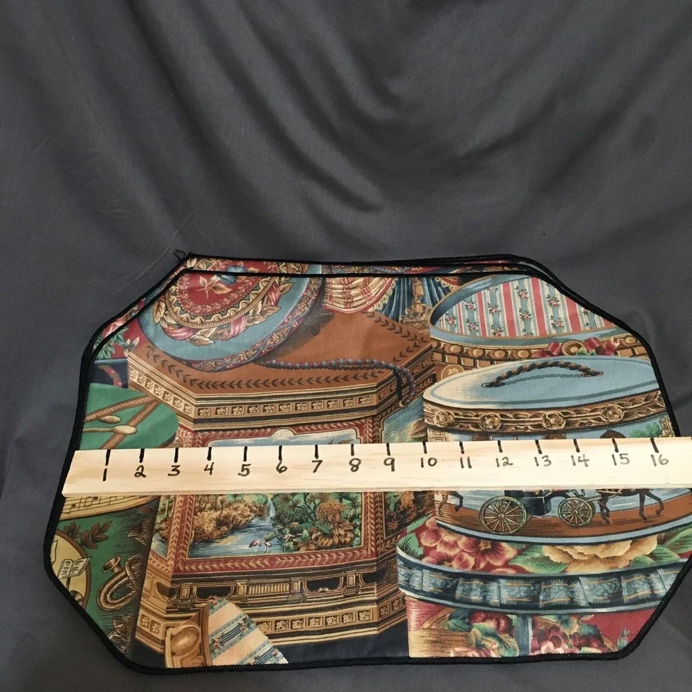 Handmade Fabric Placemats Set of‎ Four Beautiful Victorian Hat Boxes 12x16